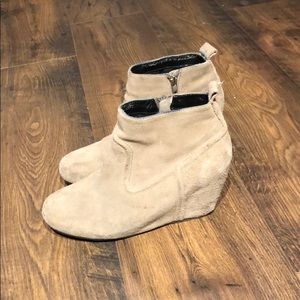 Dolce Vita tan Suede wedge heel booties size 8